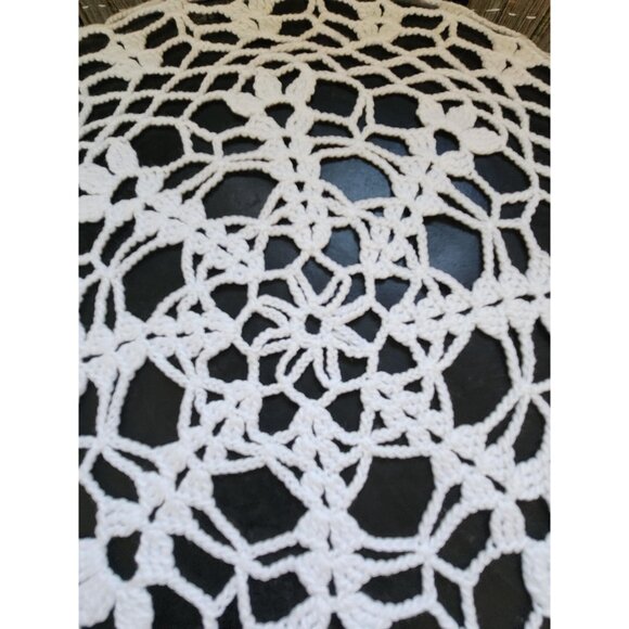 Two Round White Cotton Crochet Doilies Flower Table Decor Accent Doilies - Picture 3 of 10